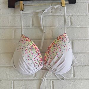 White Victoria secret Bikini Top with Colorful Sequins